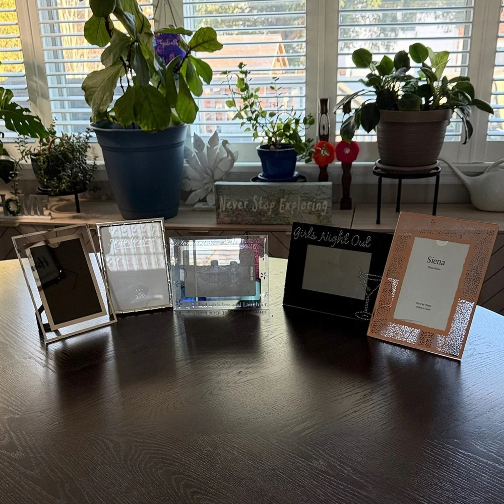 Set of 5 Picture Frames Silver Rose Gold Black Tabletop Gallery Wall Decor